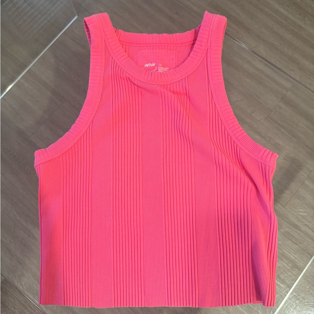 Hot pink Aerie Sleeveless Ribbed Crop Tank Top size L